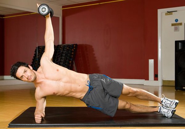 side plank with lateral raise