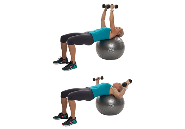 gym ball dumbbell fly