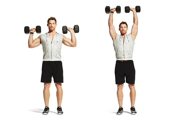 standing dumbbell overhead press