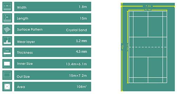 Kích thước thảm cầu lông Enlio A-23150