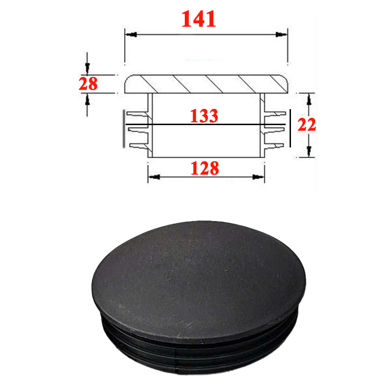 Nắp chụp đen ống phi 141 140 2 bit dau 141